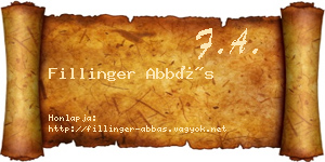 Fillinger Abbás névjegykártya